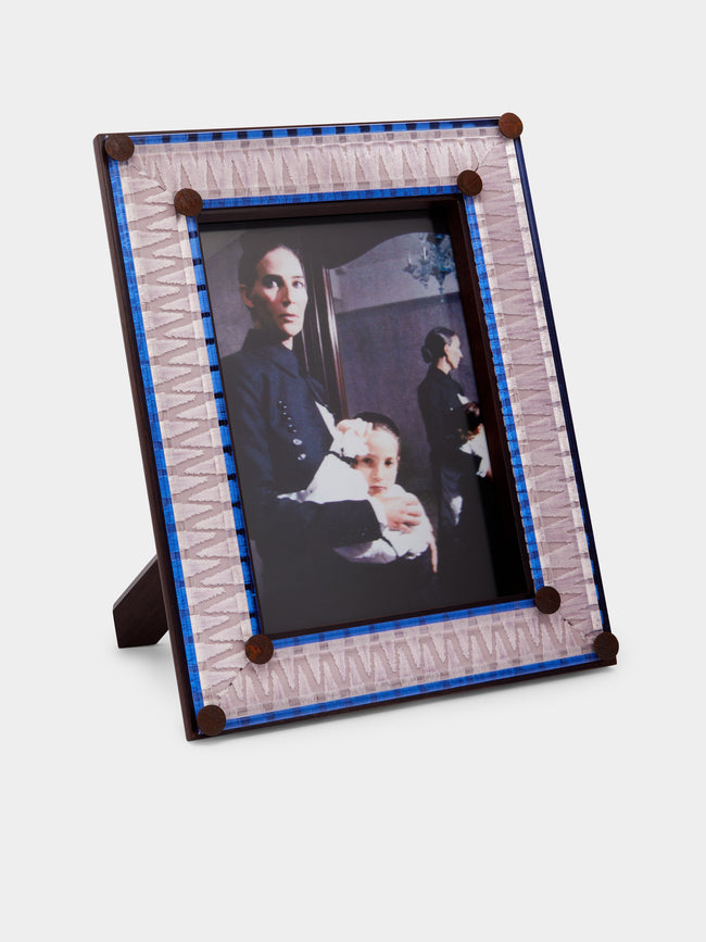 Giberto - Peonia Hand-Blown Murano Glass Photo Frame - Blue - ABASK - 