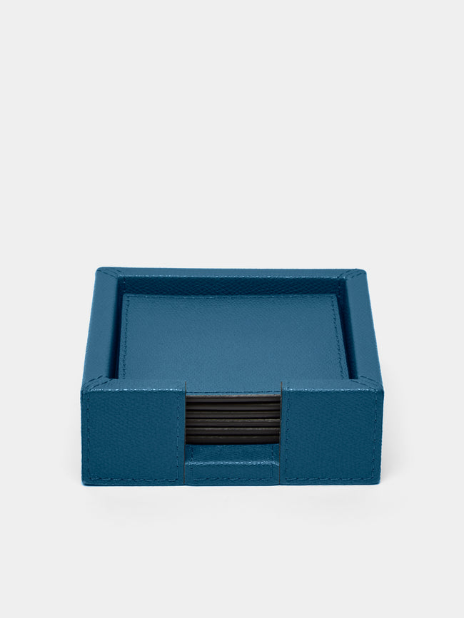 Giobagnara - Tao Leather Square Coasters (Set of 6) - Blue - ABASK - 