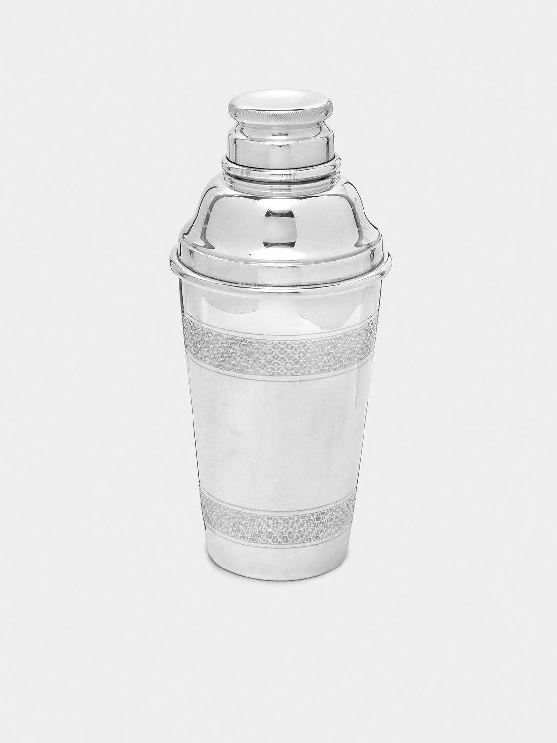 Antique and Vintage - 1930s Silver-Plated Engine Turned Cocktail Shaker - Silver - ABASK - 