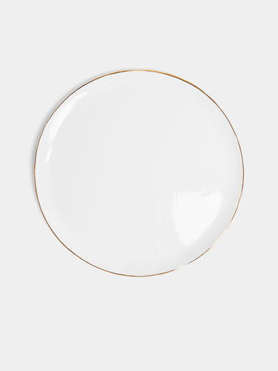 Feldspar - Hand-Painted 24ct Gold and Bone China Dinner Plates (Set of 4) - White - ABASK - 