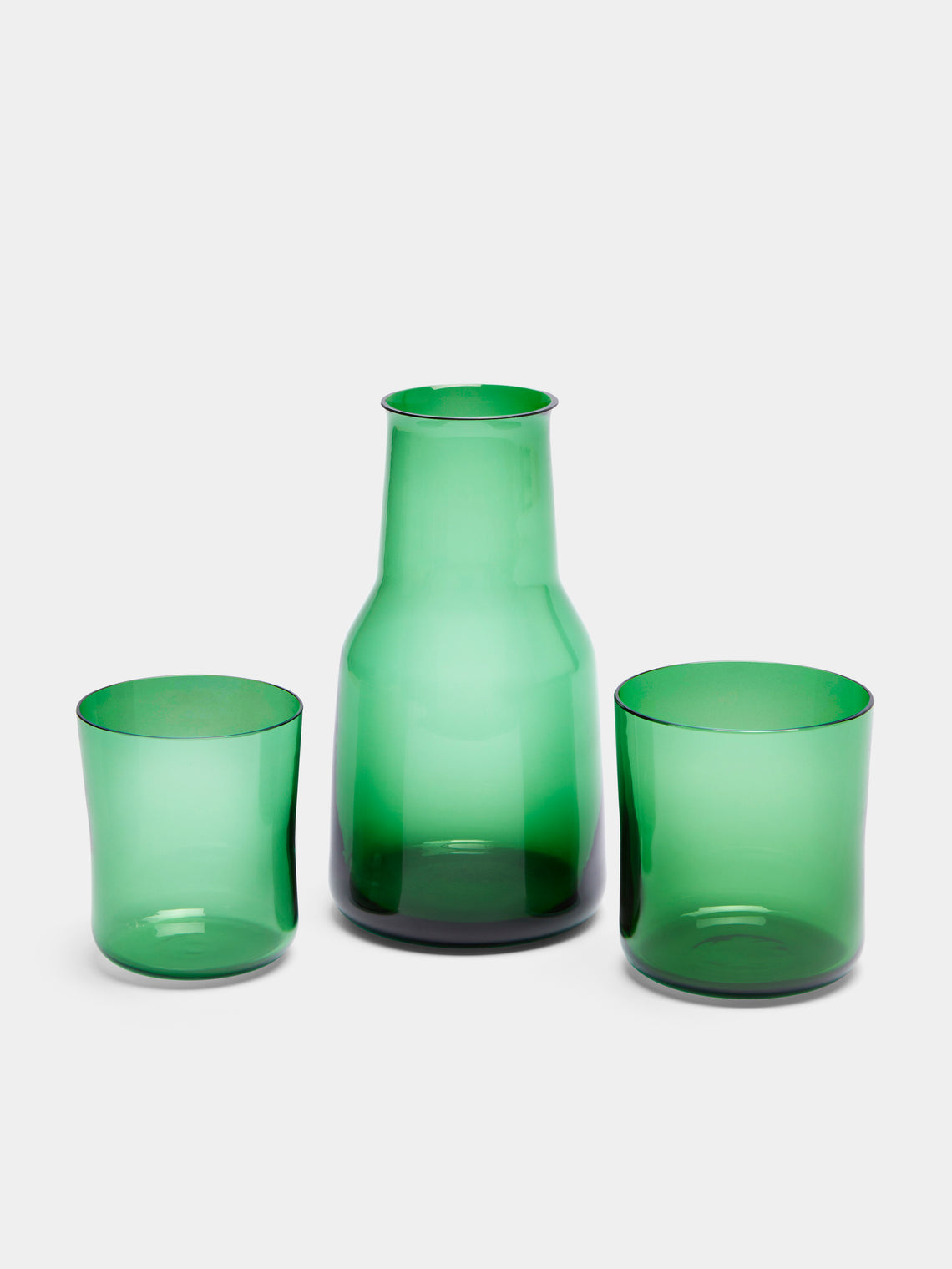 NasonMoretti - Hand-Blown Murano Carafe and Glasses (Set of 3) - Green - ABASK - 