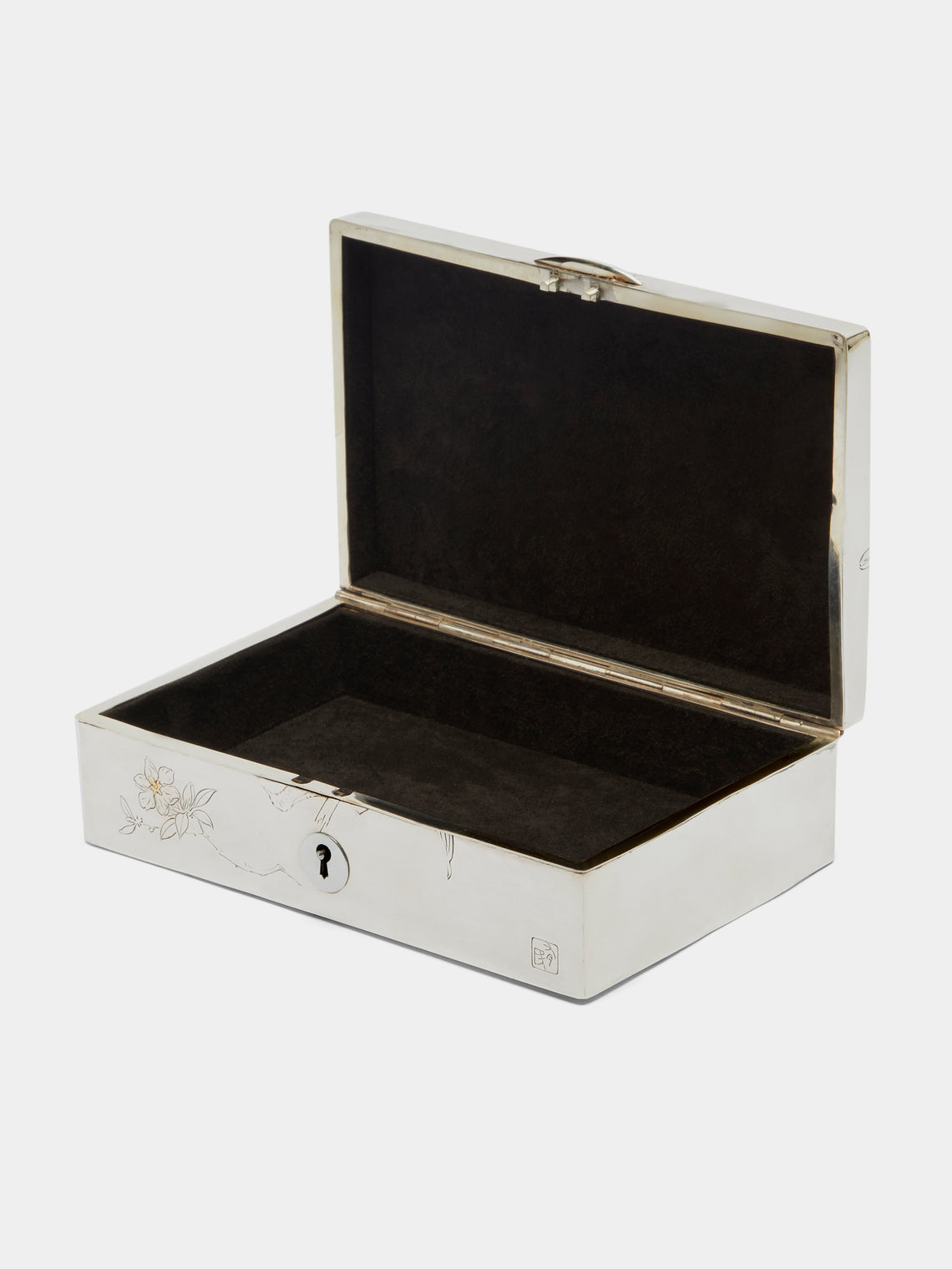 Antique and Vintage - Mid-Century Japanese Sterling Silver and Gold Embossed Cigar Box -  - ABASK