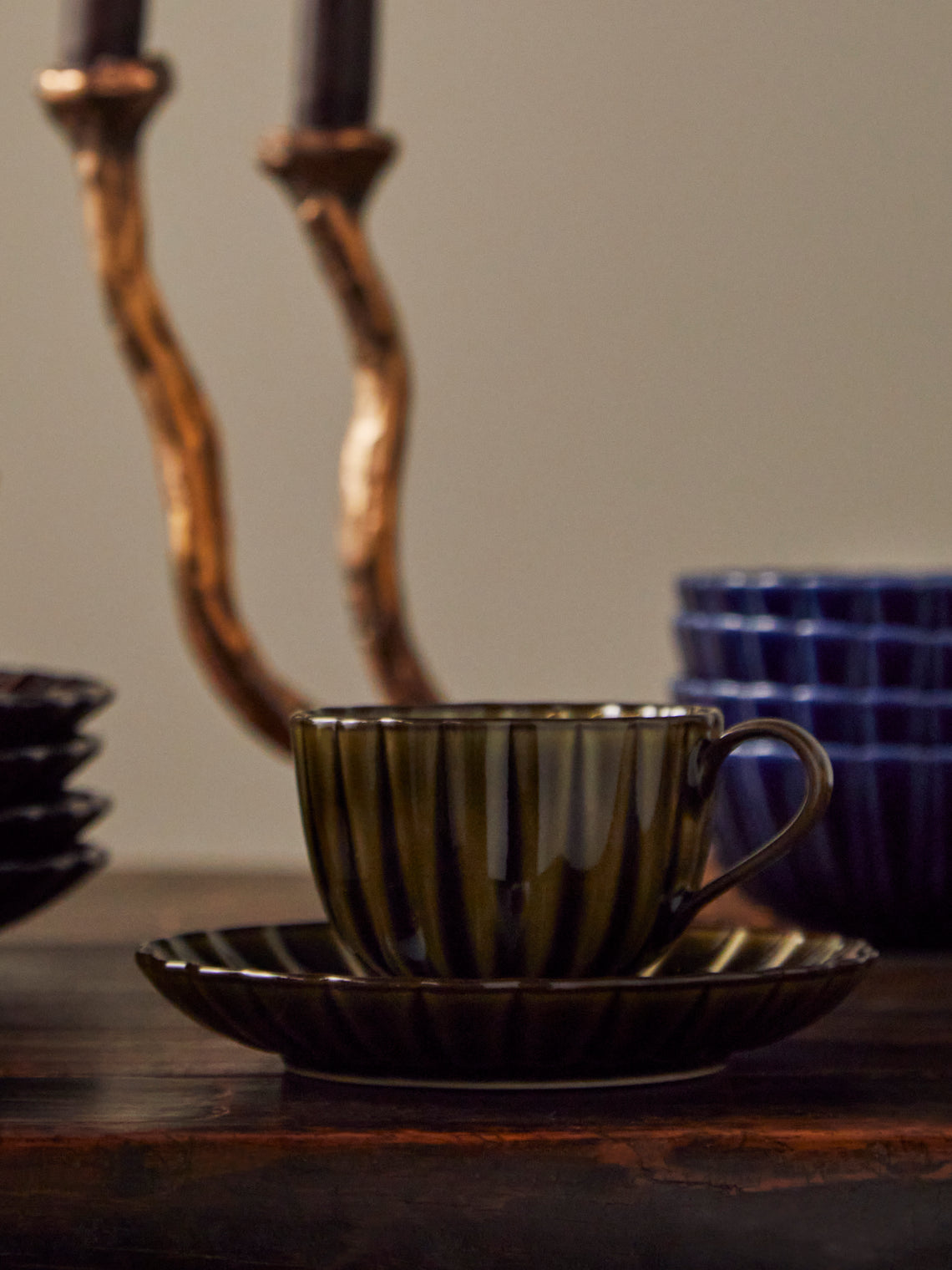 Kaneko Kohyo - Giyaman Urushi Ceramic Coffee Cups (Set of 4) - Green - ABASK