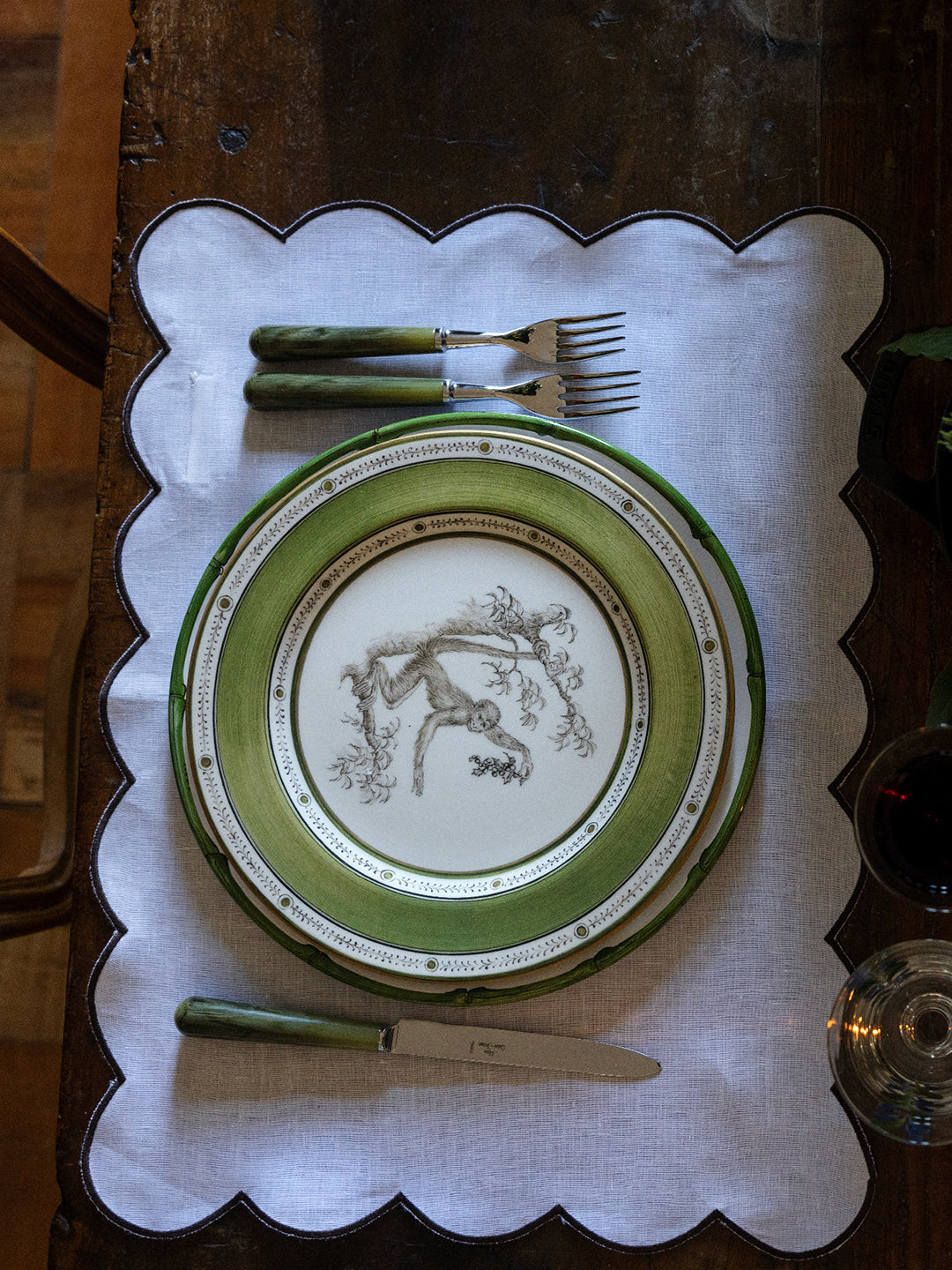 Laboratorio Paravicini - Monkeys Dinner Plate (Set of 6) - Green - ABASK