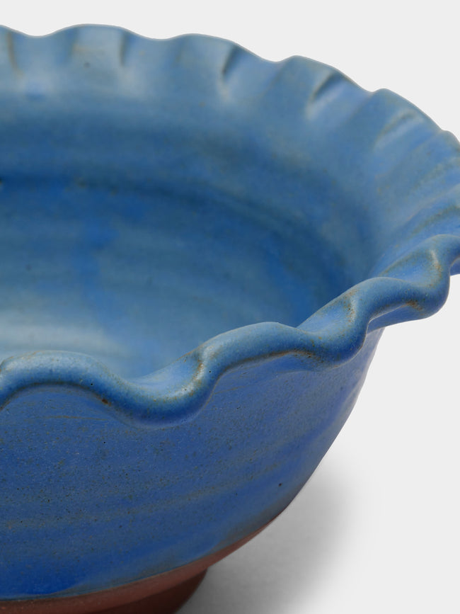 Perla Valtierra - Hand-Glazed Ceramic Small Serving Bowl - Blue - ABASK