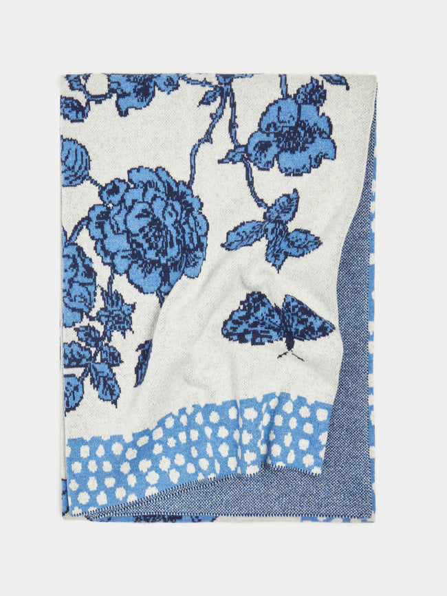 Saved NY - Je Suis Ta Fleur Bleu Cashmere Blanket - Blue - ABASK - 