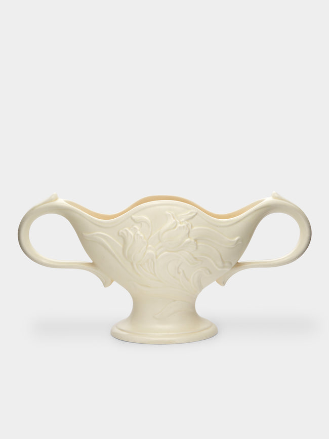 Antique and Vintage - 1930-1940 Large Tulip Relief Mantle Vase - White - ABASK - 
