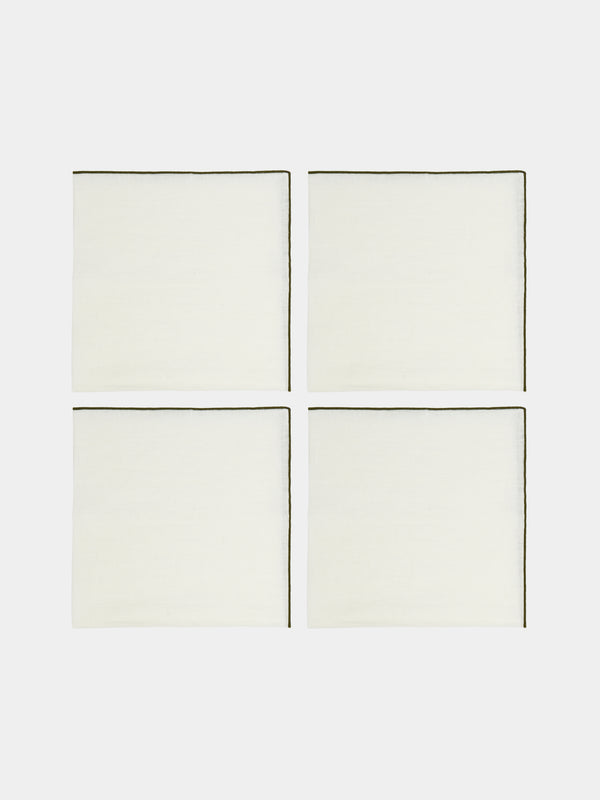 Madre Linen - Hand-Dyed Linen Contrast-Edge Napkins (Set of 4) -  - ABASK