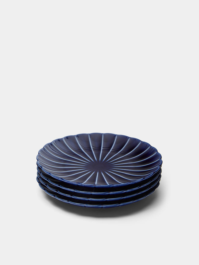 Kaneko Kohyo - Giyaman Urushi Ceramic Side Plates (Set of 4) - Blue - ABASK