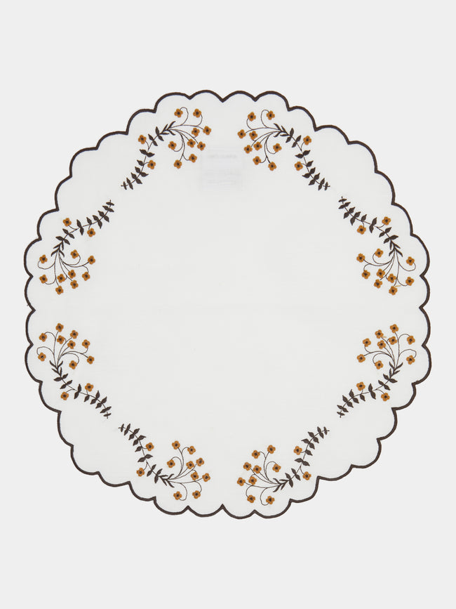 Los Encajeros - Spring Embroidered Linen Placemat (Set of 4) - White - ABASK - 