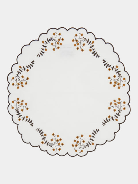 Los Encajeros - Spring Embroidered Linen Placemats (Set of 4) - White - ABASK - 
