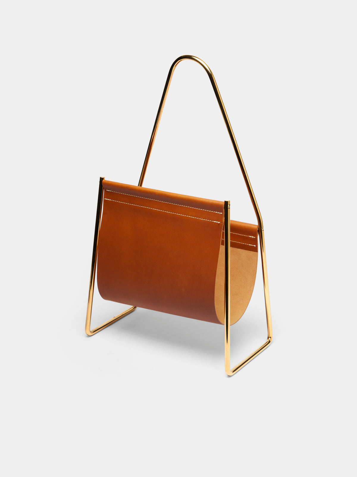 Brass Leather Magazine Rack