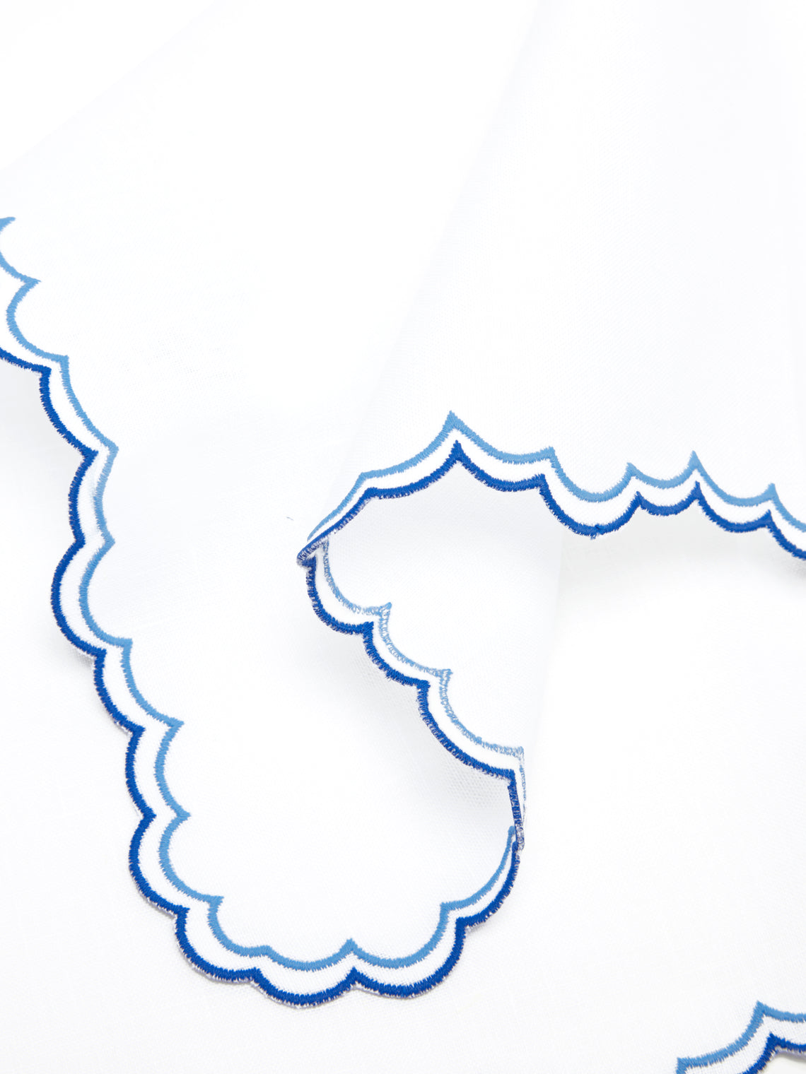 Los Encajeros - Escamas Embroidered Linen Napkins (Set of 4) - Blue - ABASK