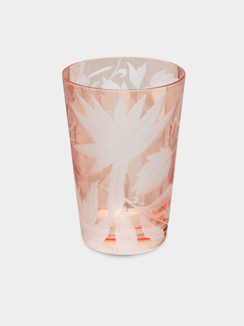 Artel - Jungle Deco Hand-Engraved Crystal Tumblers (Set of 4) - Pink - ABASK - 