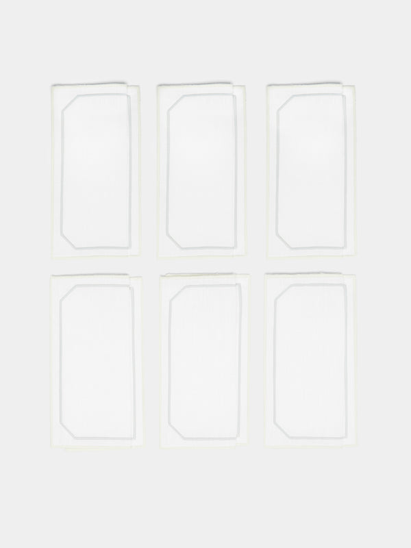 Los Encajeros - Octo Embroidered Linen Cocktail Napkins (Set of 6) -  - ABASK