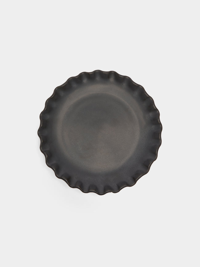 Perla Valtierra - Hand-Glazed Ceramic Dessert Plates (Set of 4) - Black - ABASK - 