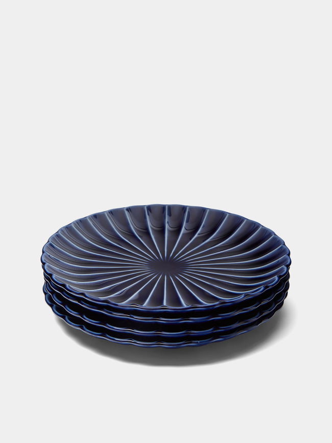 Kaneko Kohyo - Giyaman Urushi Ceramic Dinner Plates (Set of 4) - Blue - ABASK