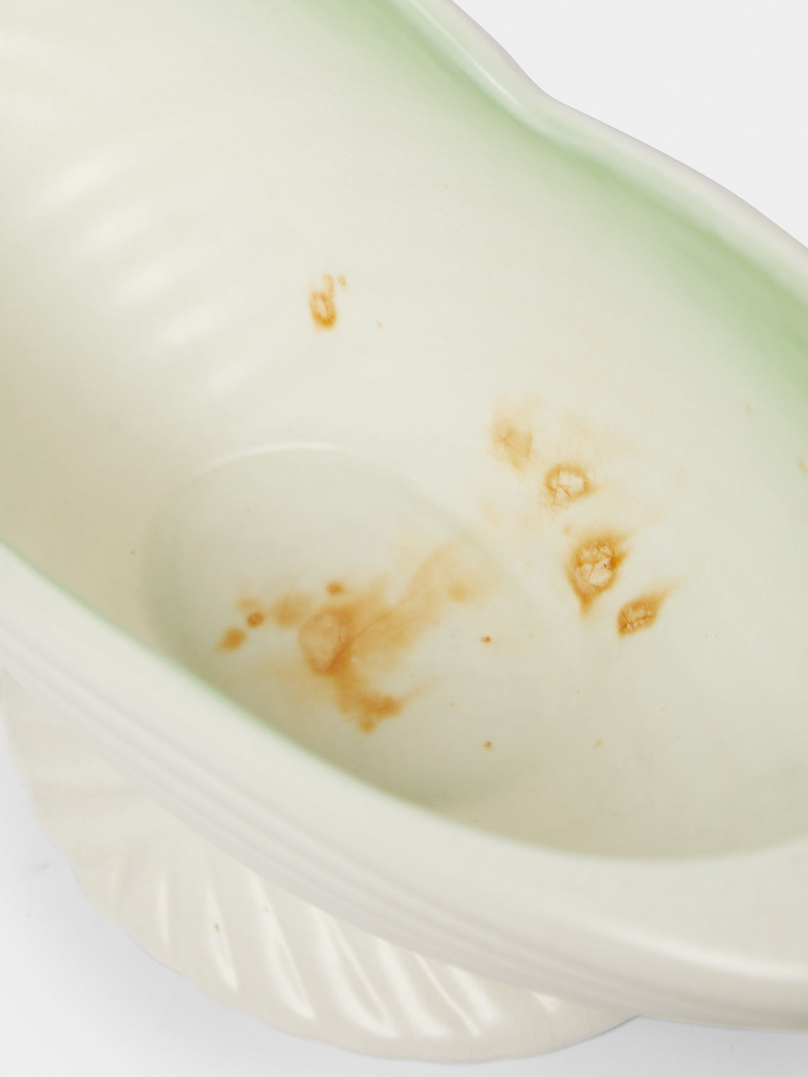 Antique and Vintage - 1930-1940 Ribbed Vase with Handles - White - ABASK