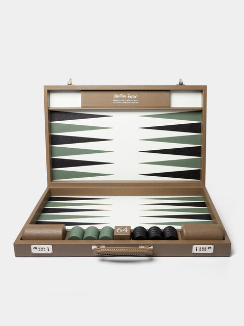 Geoffrey Parker - Leather Tournament Size Backgammon Board - Taupe - ABASK - 