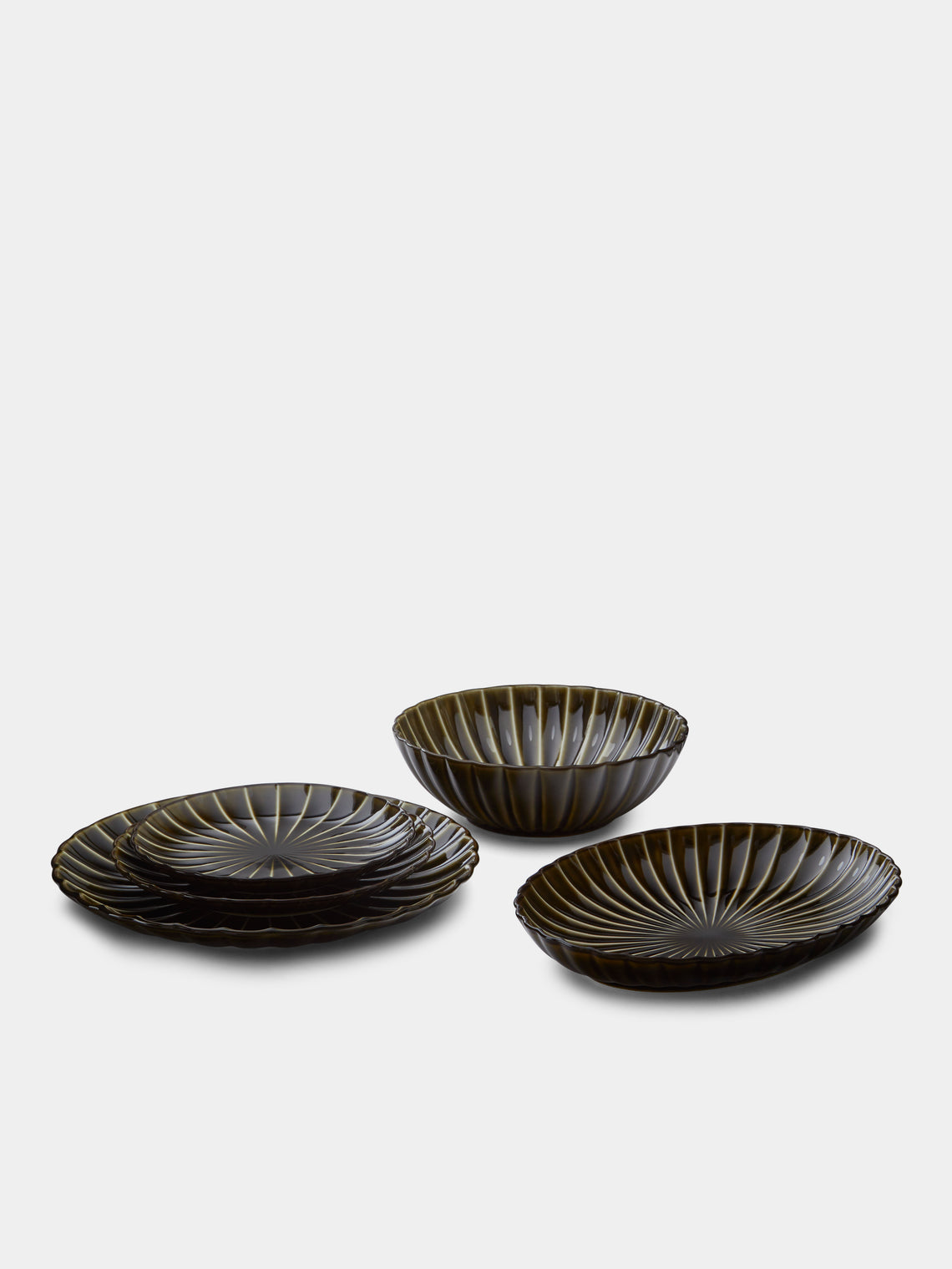 Kaneko Kohyo - Giyaman Urushi Ceramic Dessert Plates (Set of 4) - Green - ABASK