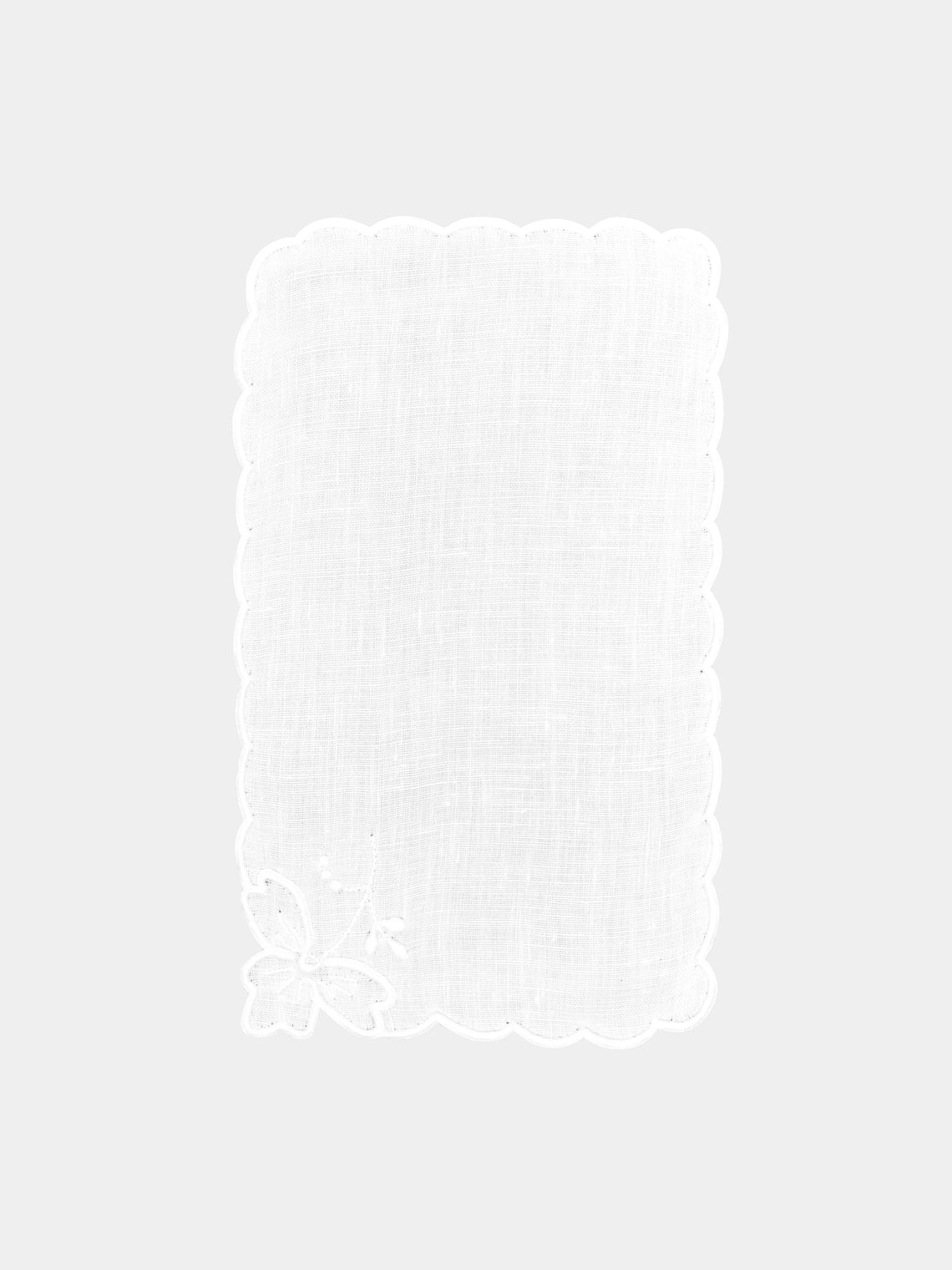 Taf Firenze - Smerlo Foglie Hand-Embroidered Linen Cocktail Napkins (Set of 6) - White - ABASK - 