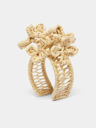 Artesanías del Atlántico - Coral Flower Handwoven Palm Napkin Rings (Set of 4) - Beige - ABASK - 