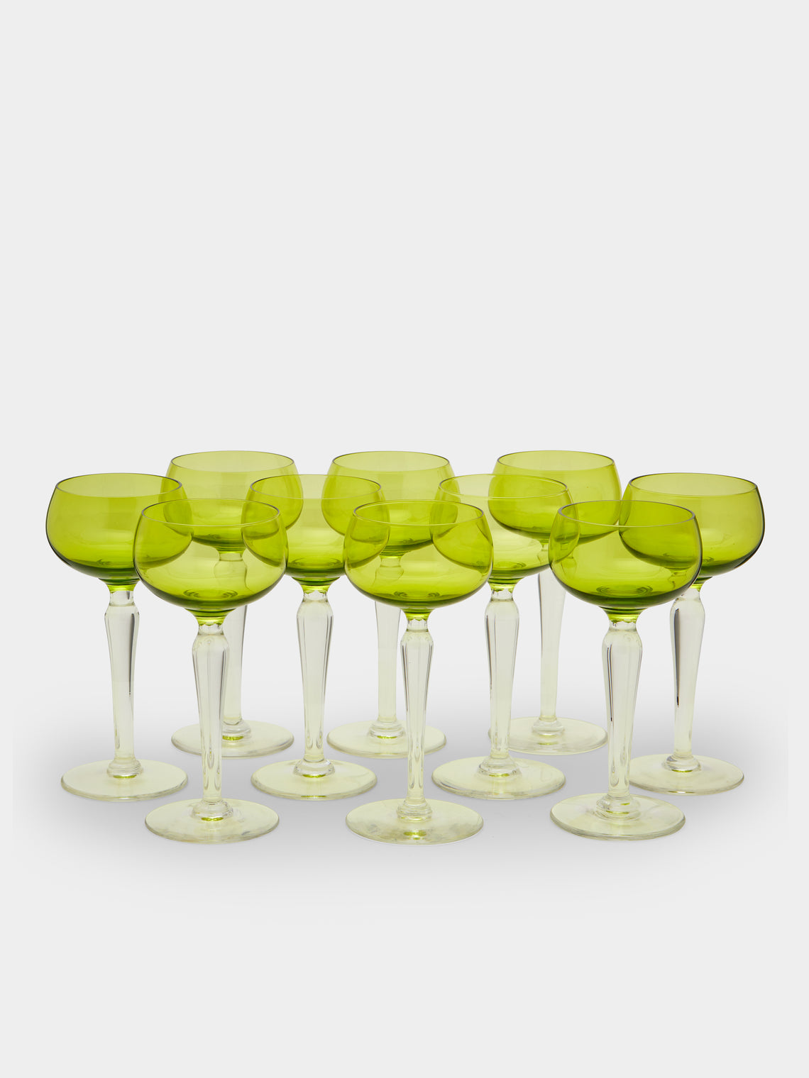 Antique and Vintage - 1940s Val Saint Lambert Crystal Hock Wine Glass (Set of 10) -  - ABASK