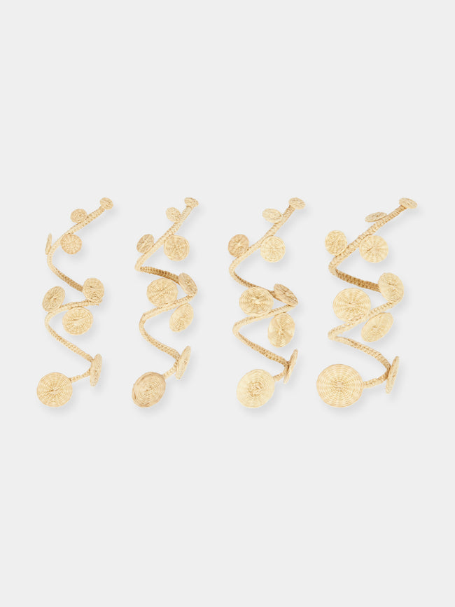Artesanías del Atlántico - Ginger Handwoven Palm Napkin Rings (Set of 4) - Beige - ABASK