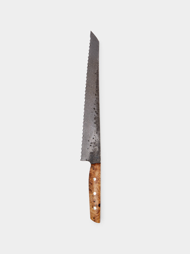 Bodman Blades - Hand-Forged Chestnut Burl Handle and Damascus Steel Bread Knife -  - ABASK - 