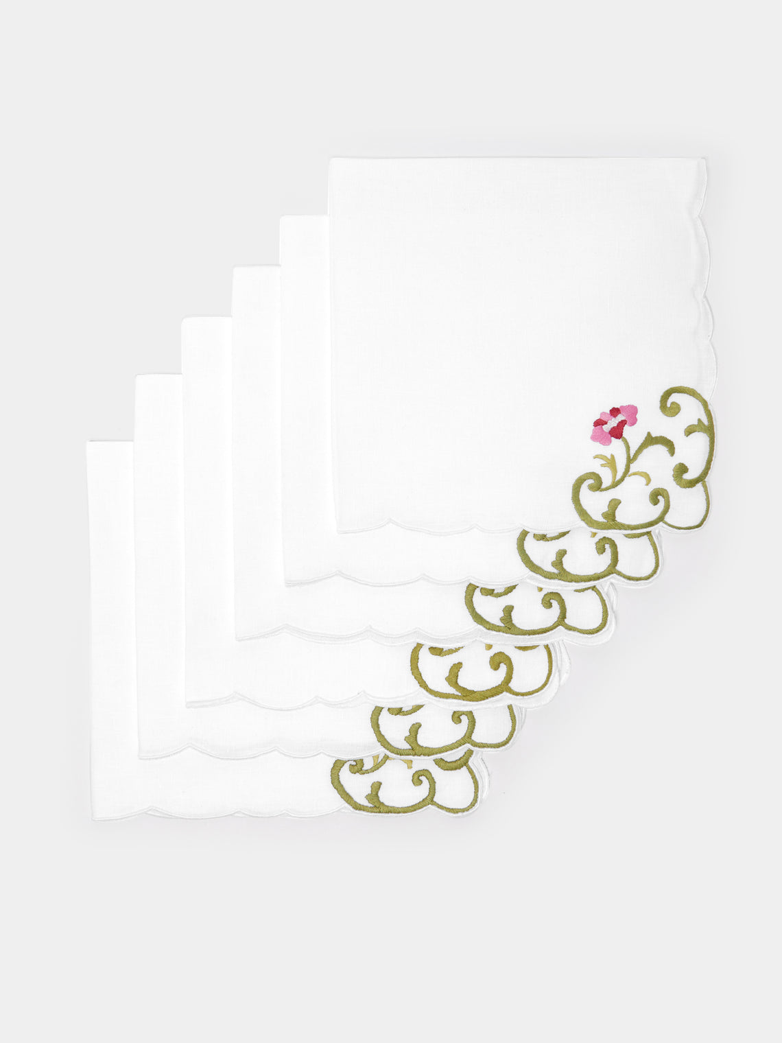 Taf Firenze - Rose Placemats and Napkins (Set of 6) - White - ABASK