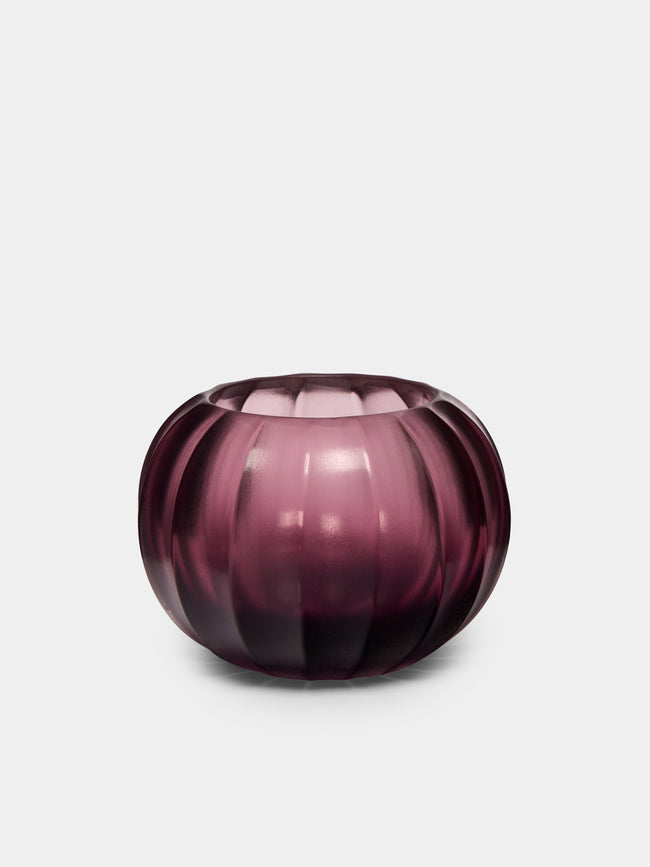 Micheluzzi Glass - Bocia Ametista Ribbed Murano Glass Vase - Purple - ABASK - 