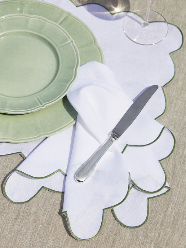 Angela Wickstead - Diletta Scalloped Linen Napkins (Set of 4) -  - ABASK