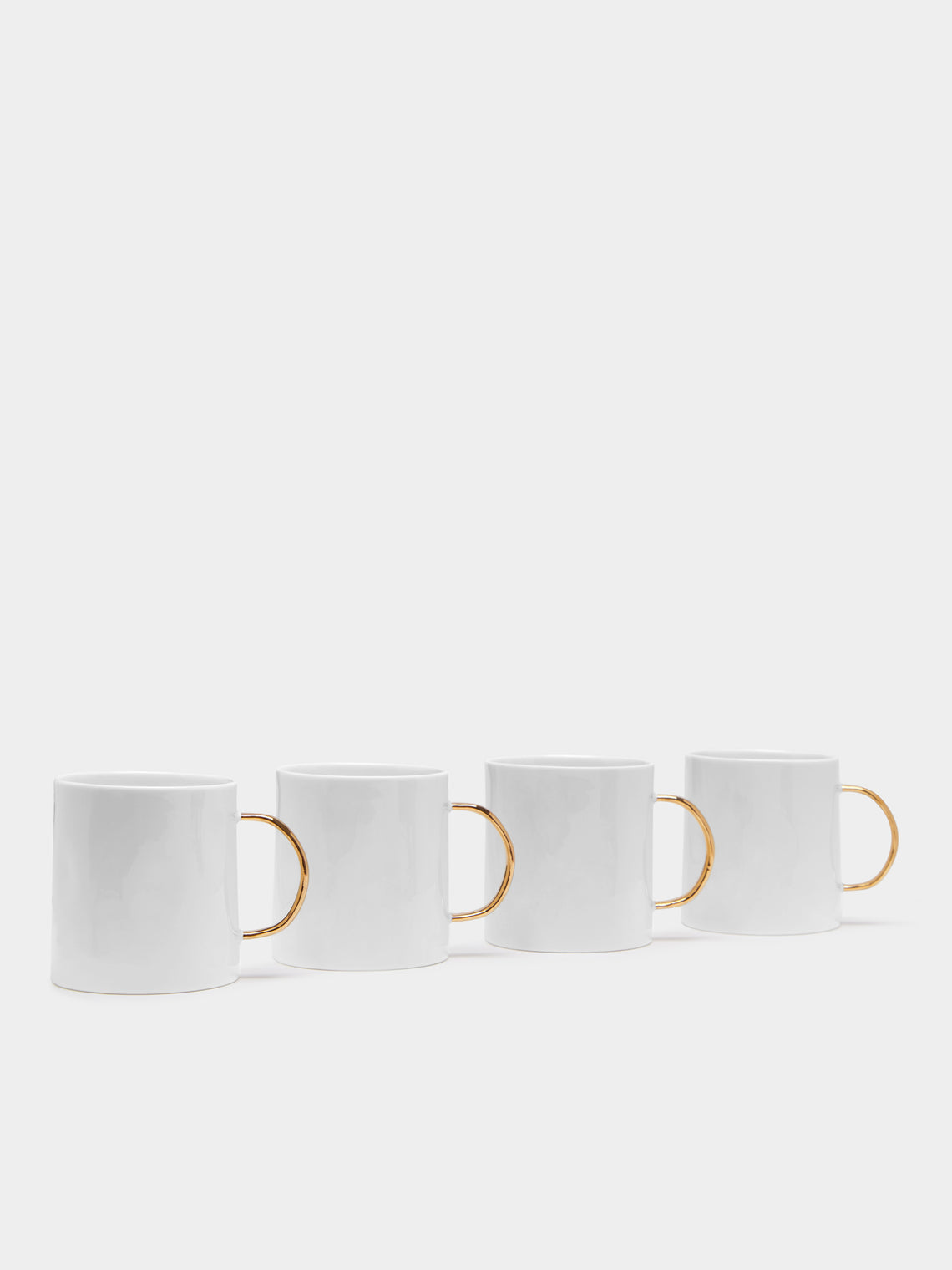 Feldspar - Hand-Painted 24ct Gold and Bone China Coffee Cups (Set of 4) - White - ABASK