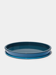 The Lacquer Company - Lacquered Large Circular Tray - Blue - ABASK - 