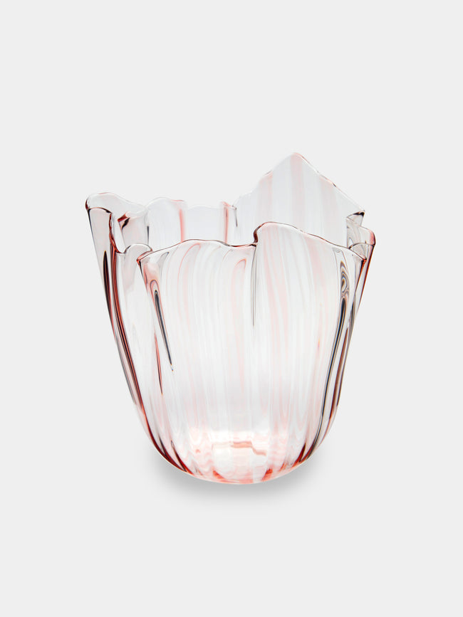 Venini - Fazzoletto a Canne Medium Murano Glass Vase - Pink - ABASK - 