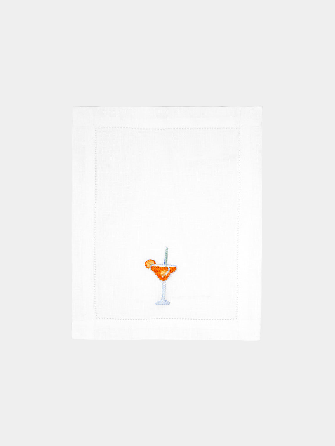 Loretta Caponi - Aperitivo Hand-Embroidered Linen Cocktail Napkins (Set of 6) - White - ABASK - 