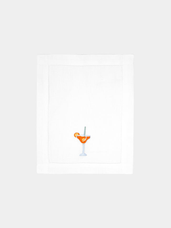 Loretta Caponi - Aperitivo Hand-Embroidered Linen Cocktail Napkins (Set of 6) -  - ABASK - 