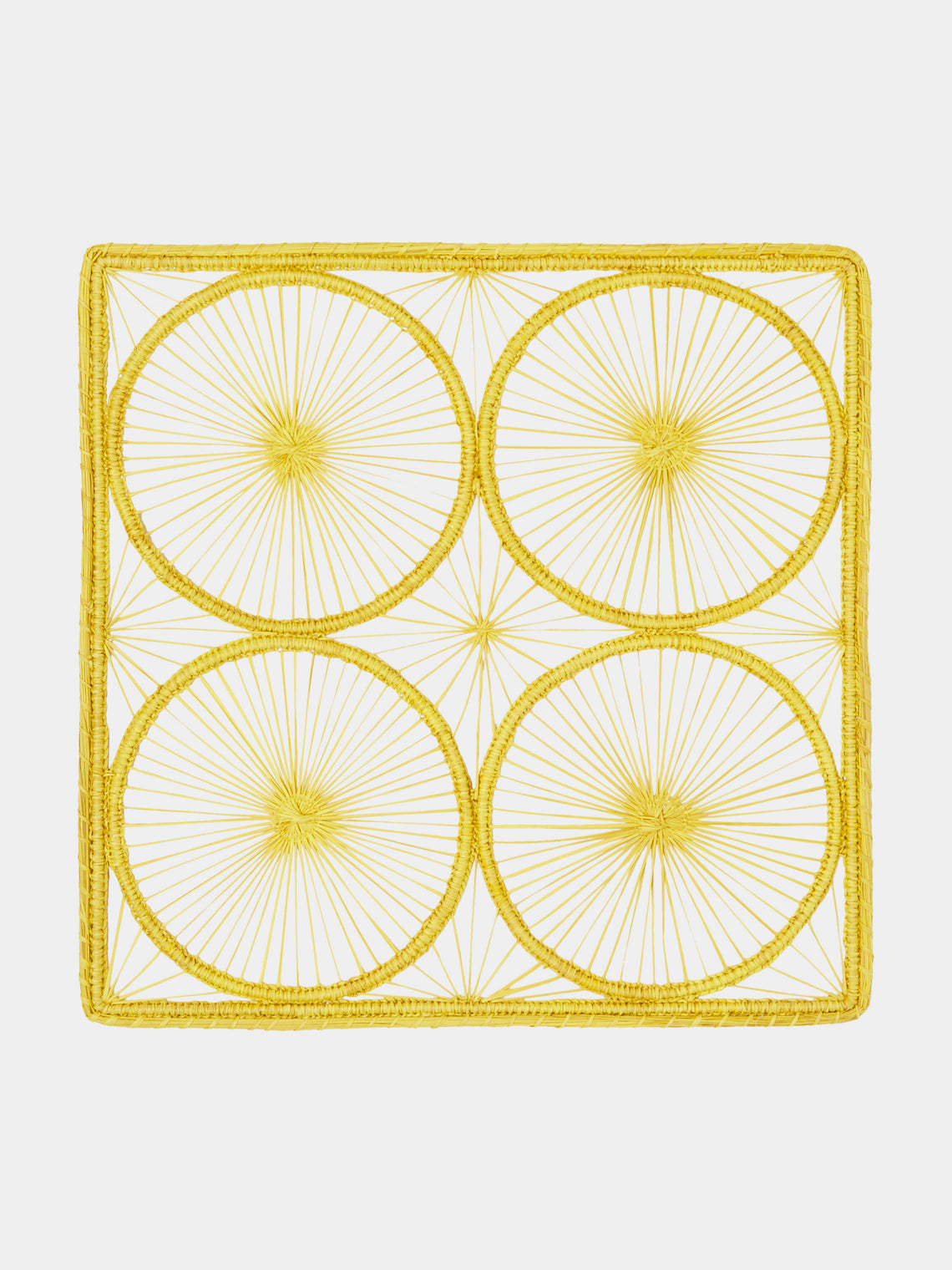 Artesanías del Atlántico - Spider Circles Handwoven Palm Placemats (Set of 4) - Yellow - ABASK - 