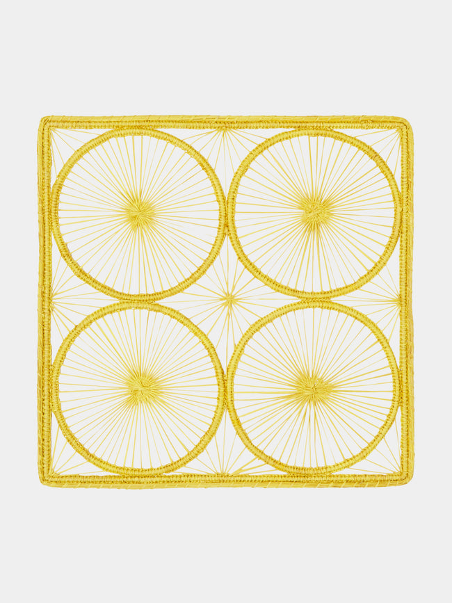 Artesanías del Atlántico - Spider Circles Handwoven Palm Placemats (Set of 4) - Yellow - ABASK - 