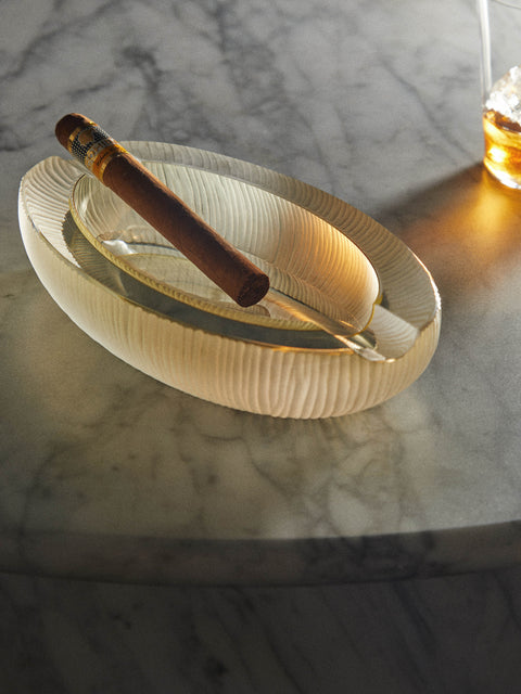 Yali Glass - Casa Hand-Blown Murano Glass Cigar Ashtray - Clear - ABASK