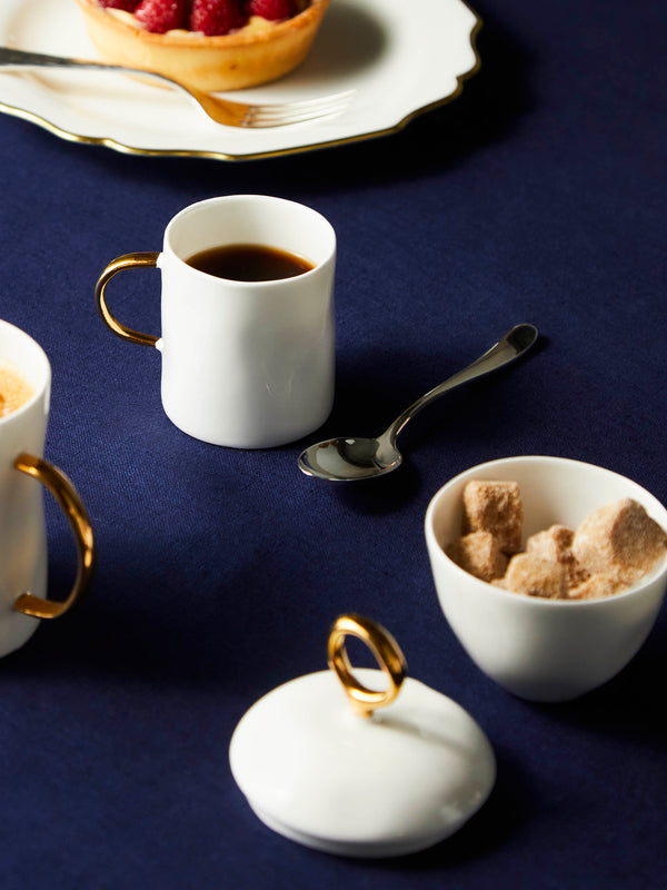 Feldspar - Hand-Painted 24ct Gold and Bone China Espresso Mugs (Set of 4) -  - ABASK