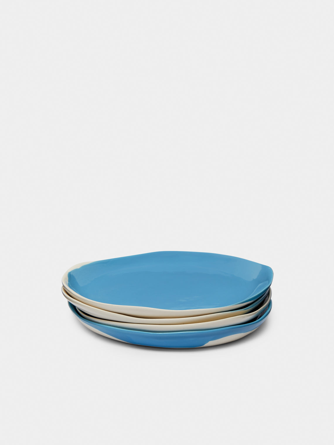 Pottery & Poetry - Hand-Glazed Porcelain Side Plates (Set of 4) - Light Blue - ABASK