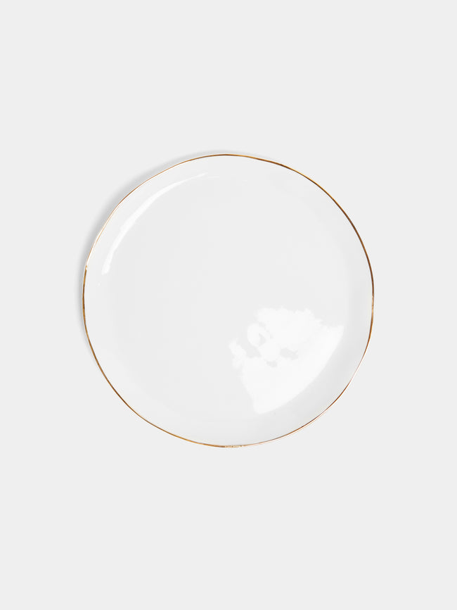 Feldspar - Hand-Painted 24ct Gold and Bone China Side Plates (Set of 4) - White - ABASK - 