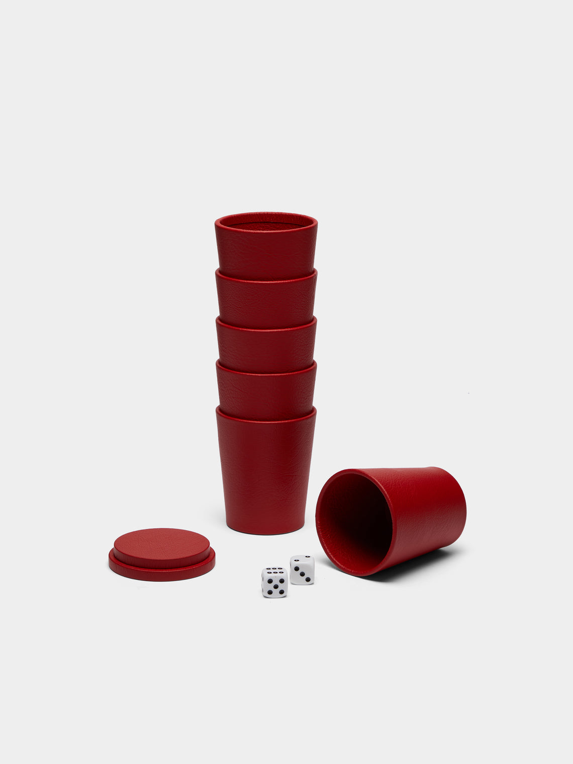 William & Son - Leather Liar Dice Set - Red - ABASK