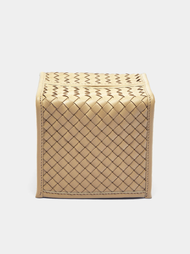 Riviere - Woven Leather Tissue Box - Taupe - ABASK - 