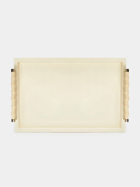 Riviere - Lacquered Leather Tray - Cream - ABASK