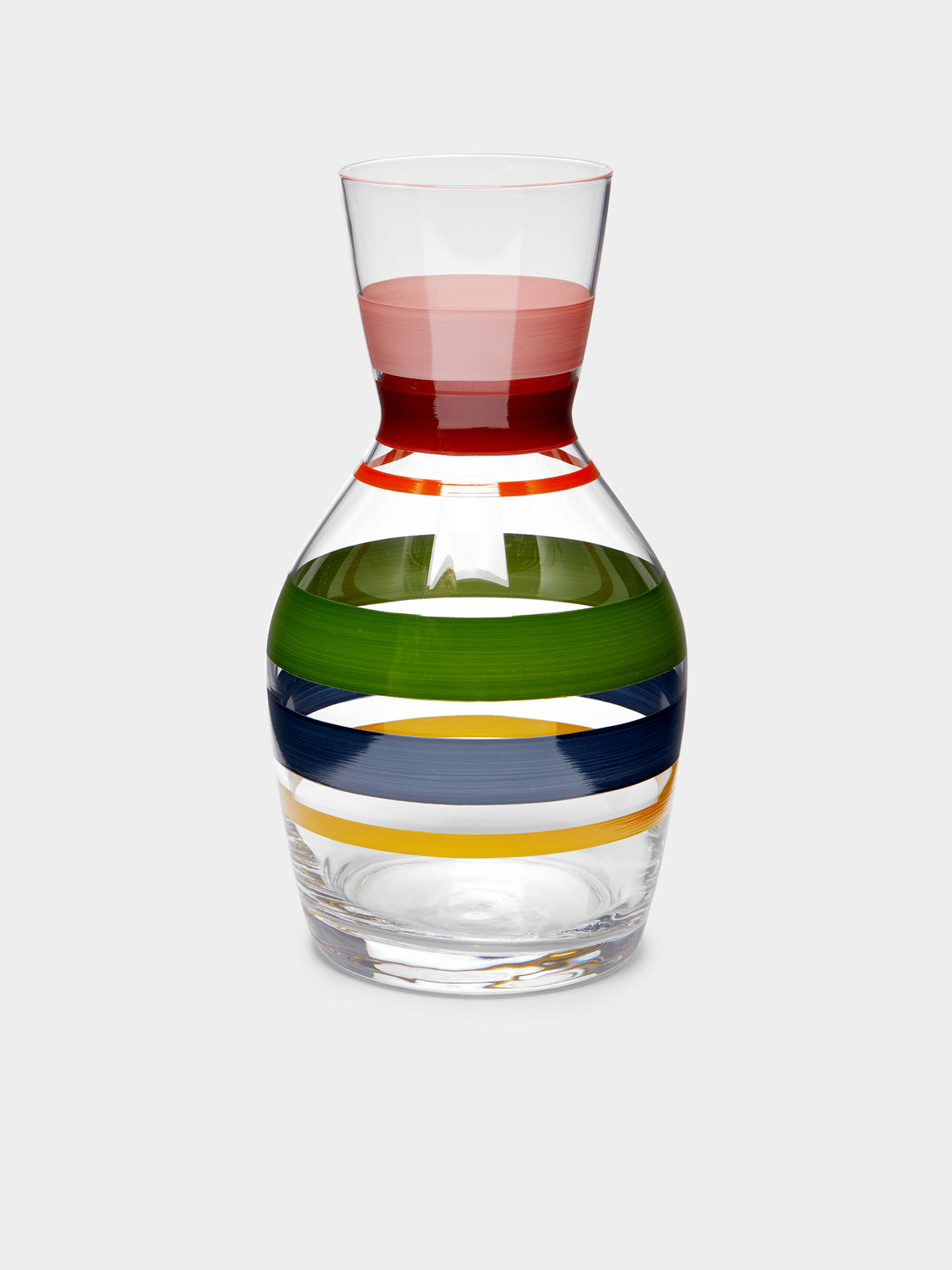 Los Vasos de Agua Clara - Portofino Stripe Hand-Painted Glass Carafe -  - ABASK - 
