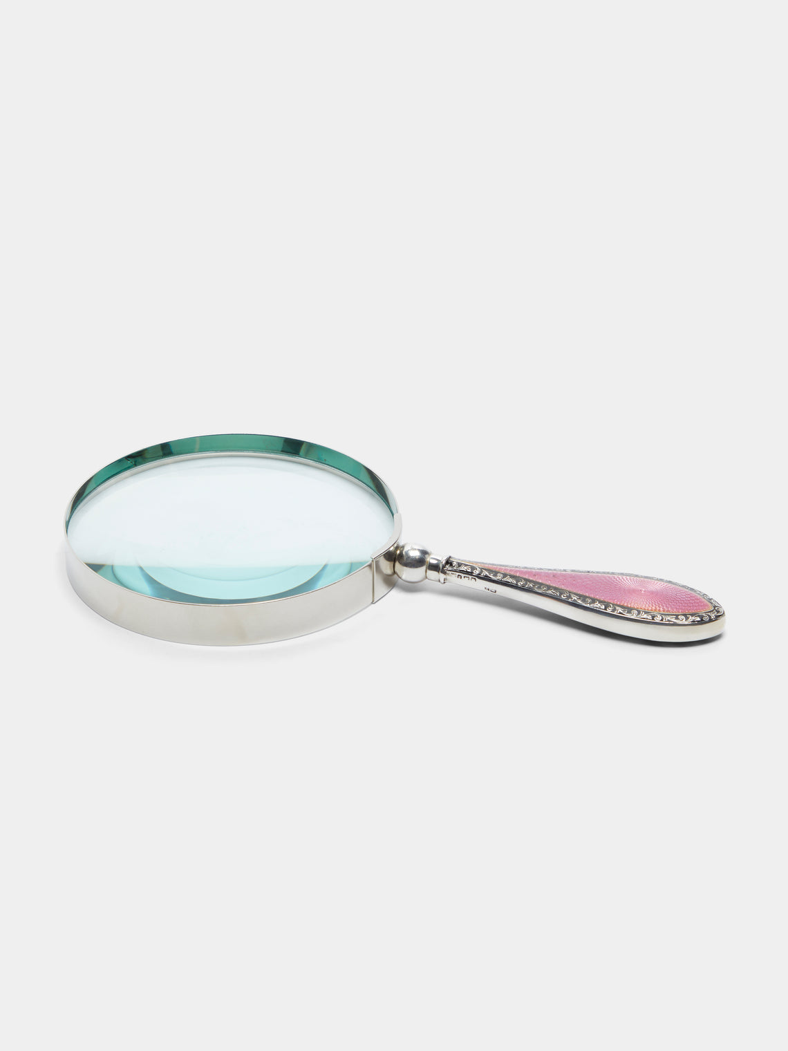 Antique and Vintage - 1920s Sterling Silver Enamel-Mounted Magnifying Glass - Pink - ABASK