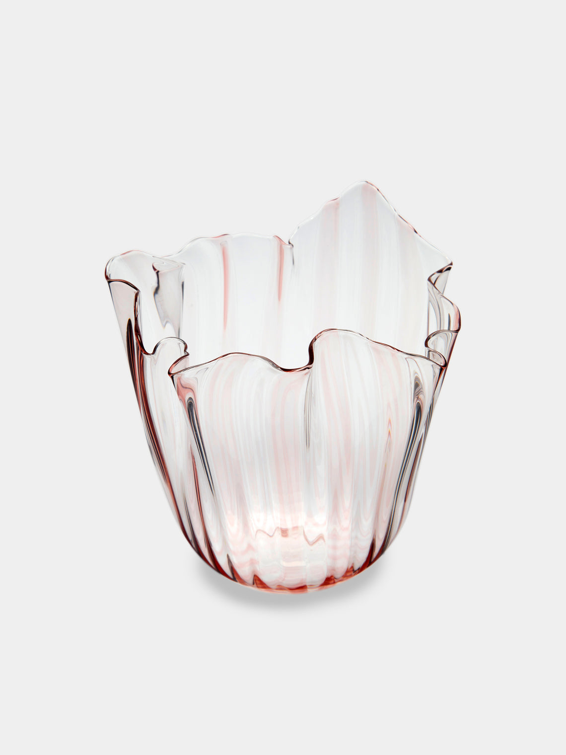 Venini - Fazzoletto a Canne Medium Murano Glass Vase - Pink - ABASK