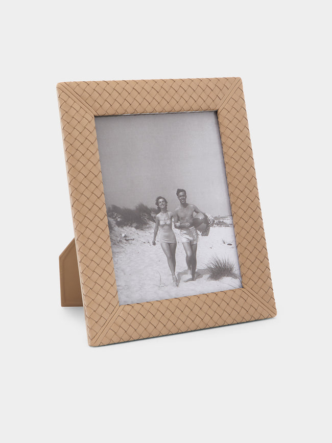 Riviere - Woven Leather Photo Frame - Beige - ABASK - 